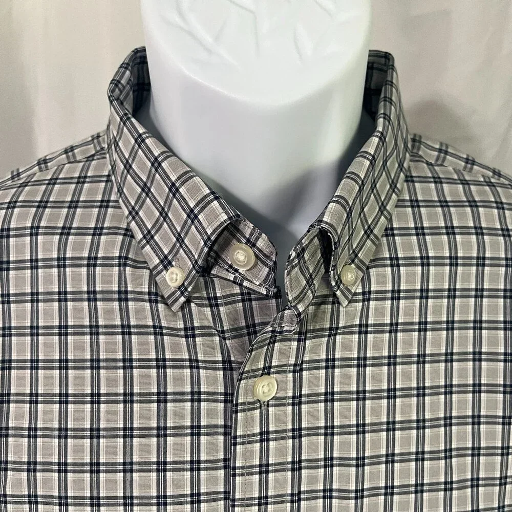 🔥 Banana Republic Men’s Slim Fit Stretch Shirt Gray Blue White L Flex Tech 👔